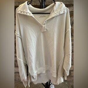 (NWOT) We The Free Cream Snap Neck Oversized Sweatshirt Pullover Large